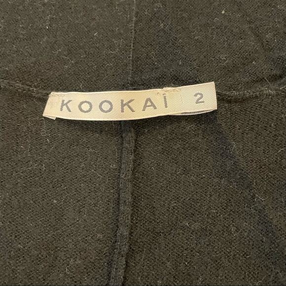 Kookai Long Crochet Wool Modal Open Cardigan Sweater Black 8 - Picture 4 of 6